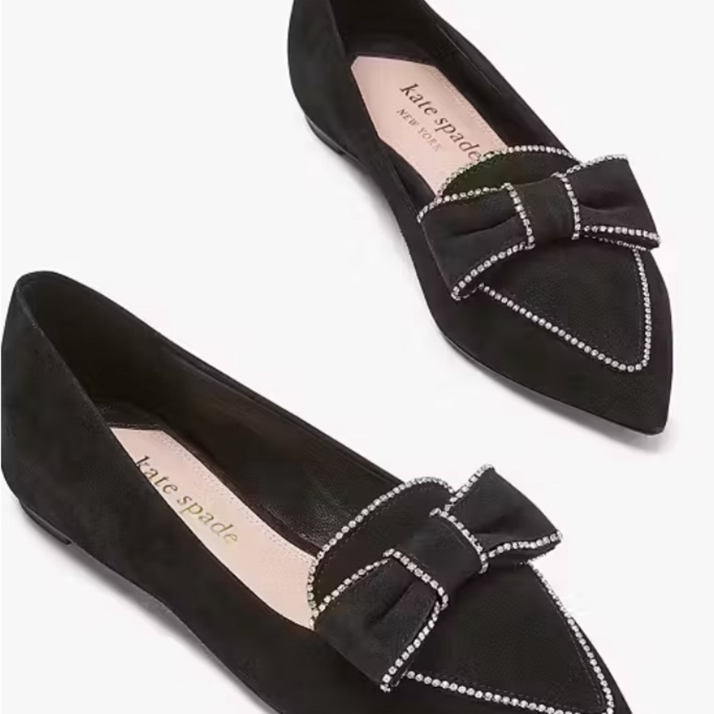 Kate Spade B Dazzled Black Bow Loafers